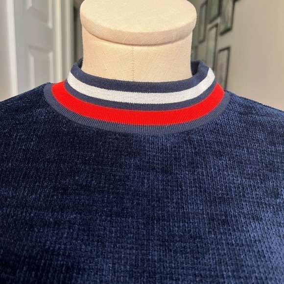 J.O.A. Navy with red and white trim short chenille sweater - Picture 3 of 14